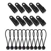 Outdoor Tent Tarp Clips with Bungee Balls for Camping and Awnings