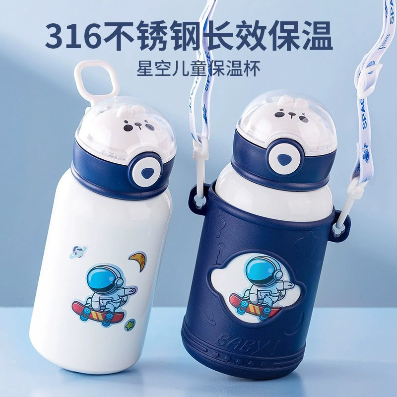 Kids' 316 Stainless Steel Insulated Straw Bottle for School, 500ml