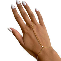 Fashion INS Style Finger Chain Bracelet with Small Round Disc Stainless Steel Jewelry for Women