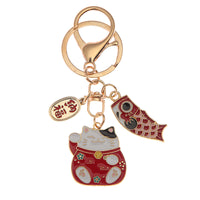Japanese Cartoon Lucky Cat Koi Fish Keychain for Bags and Car Keys