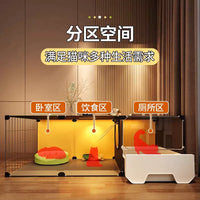 Indoor Cat Cage with Litter Box, Multi-level Cat Condo Villa for Small Cats