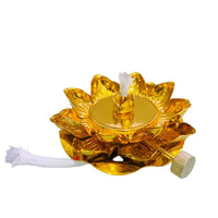 Small Adjustable Lotus Ghee Lamp Holder with Dimmer, Windproof Alloy Base for Eternal Lamps
