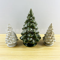 Miniature Ceramic Christmas Tree Figurines for Micro Landscape Decor