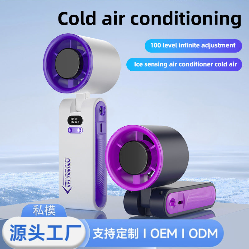 Portable USB Rechargeable Mini Handheld Fan with Digital Display, Foldable for Outdoor Travel