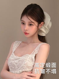 Oversized Ruffled Organza Banana Hair Clip for Women, Elegant and Face-Slimming Design