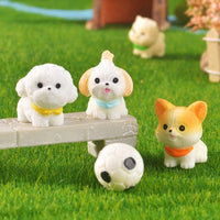 Miniature Dog Figurine Desktop Ornament - Cute Corgi, Golden Retriever, Maltese, Chow Chow Models