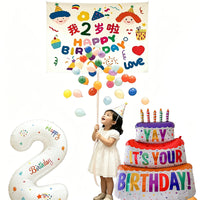 Birthday Balloon Rain Backdrop Set for Party Decoration and Photo Booth