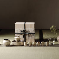 Shuke Kung Fu Tea Set with Ash Glaze Gaiwan and Teapot Tray, Japanese Style Home Tea Set