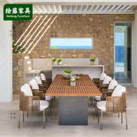 Nordic Outdoor Rattan Woven Dining Chair and Table Set for Garden Patio