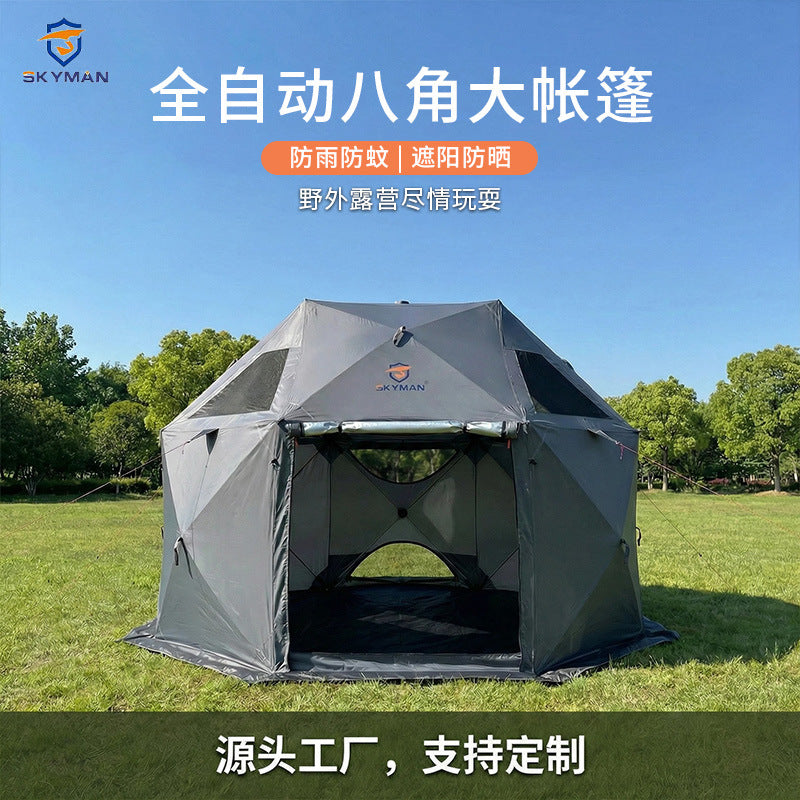 Automatic Pop-Up Family Camping Tent with Mosquito Net and Sun Protection