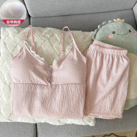 Women's Summer Floral/Plaid/Polka Dot Camisole Pajama Set with Chest Pads