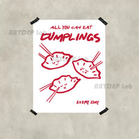 Hand-Drawn New Year Dumpling Illustration Poster for Wall Decor