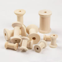 Vintage Wooden Spools for Thread Winding - Natural Wood Bobbins for Crafting and Organization