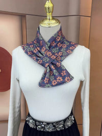 Women's De Velvet Neck Warmer with Pocket, Windproof and Warm Scarf, Rectangular False Collar