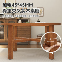 Round Solid Wood Leg Dining Table Walnut Finish for Small Homes