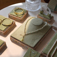 New Chinese Style Jewelry Display Stand Fabric Tray for Jade Gold Bracelets and Necklaces