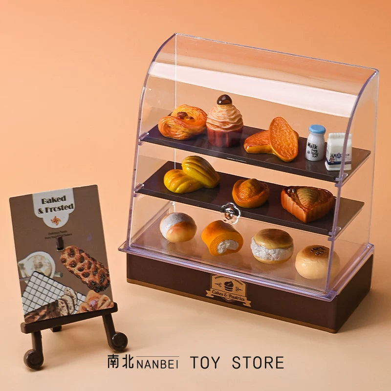 Miniature Dessert Display Cabinet and Food Play Set for Kids