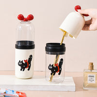 Portable Travel Toothbrush Holder & Mouthwash Cup with Cat Design