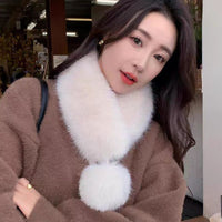 Korean Style Plush Scarf for Women, Fashionable Warm Neck Warmer, Thickened Cold Protection
