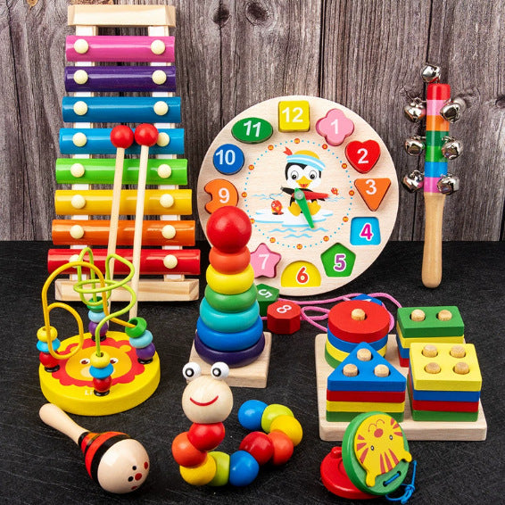 Wooden Xylophone Musical Instrument Toy for Toddlers and Infants, Early Education Percussion Block Set