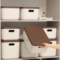 Rectangular Desktop Storage Box with Lid and Handle for Snacks, Sundries, and Clothing