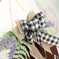 Round Wooden Welcome Door Hanger Wreath for Front Door Decor