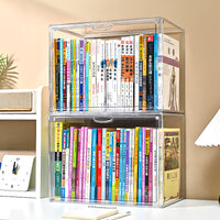 Acrylic Magnetic Book Storage Box with Clear Display for Albums and Collectibles, Floor-Standing Shelf