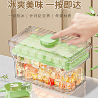 Press-Type Ice Cube Tray with Storage Bin, Food-Grade Silicone Ice Maker for Freezer, Large Capacity
