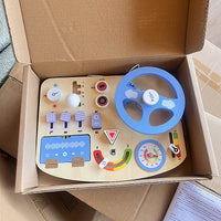 Montessori Multifunctional Busy Board for Toddlers with Music, Steering Wheel, and Lock Activities