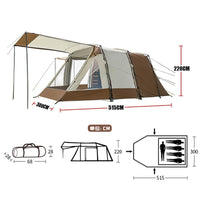 Outdoor 4-5 Person Tunnel Tent Double Layer Waterproof Family Camping Tent with Large Space