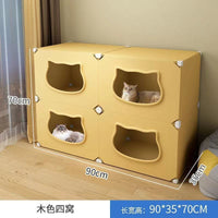Semi-Enclosed Cat House Bed for All Seasons, Washable Pet Kitten Villa