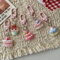 Transparent Fruit Cake Dessert Keychain for Bags and Keys