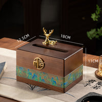 Luxury New Chinese Style Solid Wood Tissue Box for Living Room Coffee Table, Creative Remote Control Storage Box