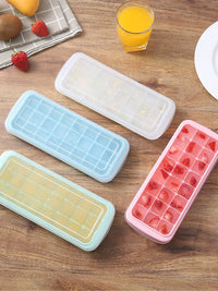 Ice Cube Tray with Lid and Storage Bin for Homemade Beverages and Food Storage, Stackable Ice Cube Mold
