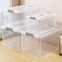 Clear Acrylic Storage Box with Lid, Large Capacity Portable Organizer for Clothes and Home Storage