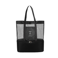 Waterproof Mesh Beach Bag with Dry/Wet Separation, Large Capacity Picnic Tote for Travel