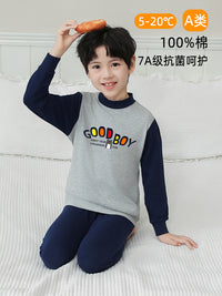 Kids' Pure Cotton Thermal Underwear Set for Boys, Thin Long Johns and Pajamas