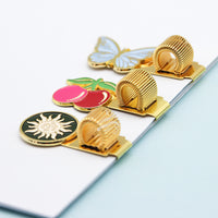 Zinc Alloy Spring Pen Clip for Notebooks and Planners, Multifunctional Metal Pen Holder with Enamel Finish