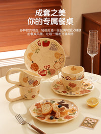 Ceramic Dessert & Fruit Bowl Set with Decorative Patterns