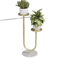 Multi-Tiered Metal Plant Stand with Slate Shelves for Indoor Balcony Decor