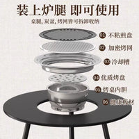 Portable Folding BBQ Grill Table with Charcoal Heater for Outdoor Patio & Camping