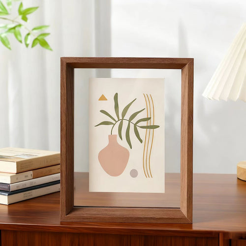 Wooden Double-Sided Transparent Photo Frame for Display, 5-8 Inch