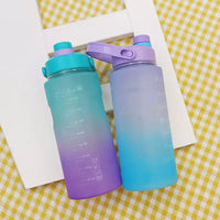 Large Capacity Sports Water Bottle with Straw - 2L Frosted Gradient Portable Drink Bottle for Men and Women