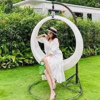 Outdoor Luminous Swing Chair LED Moon Basket Hanging Seat for Patio Garden Yard Kids Adults