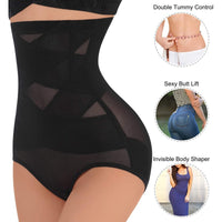 Women's High-Waist Tummy Control Shaper Panties with Breathable Mesh