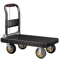 Foldable Steel Plate Platform Cart with Silent Wheels for Warehouse and Moving