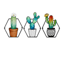 Iron Art Cactus Silhouette Wall Decor Set for Living Room & Bedroom