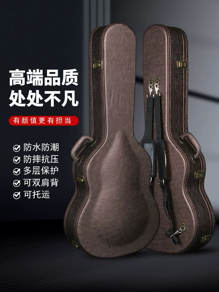Guitar Hard Case for 38-43 Inch Acoustic & Classical Guitars, Waterproof & Pressure-Resistant