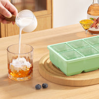 Silicone Ice Cube Tray with Lid, Large Square Ice Cube Mold, Food-Grade, Easy Release