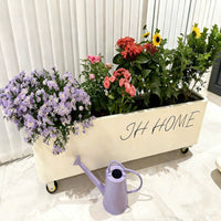 Mobile Outdoor Wrought Iron Planter Box Combination Creative Rounded Corner Planting Box Coffee Shop Outdoor Display with Wheels Flower Trough Flower Pot